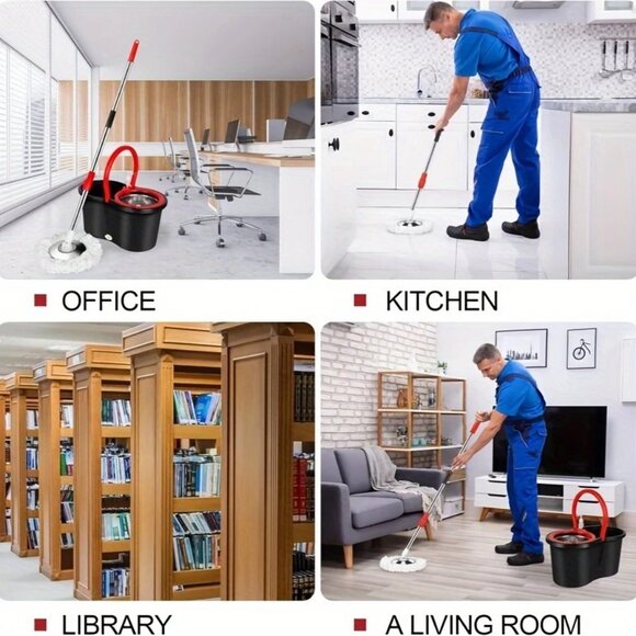 360° Spin Mop And Bucket Set - Effortless Floor Cleaning System With 3 Microfibe - Picture 8 of 12